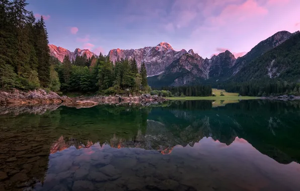 Picture the sky, mountains, nature, Lake, Italy, Fusine