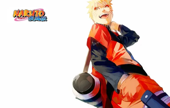 White background, art, scroll, Naruto Uzumaki, Naruto Shippuden, Naruto Uzumaki, stuck out his tongue, Masashi …