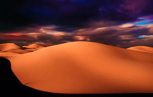 Sand, the sky, clouds, nature, desert, dunes