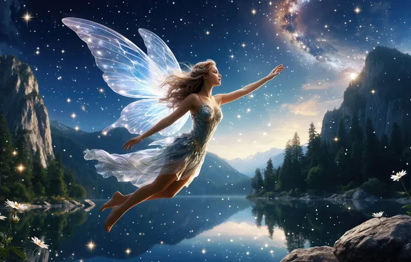 Picture fairy, wings, ballooning
