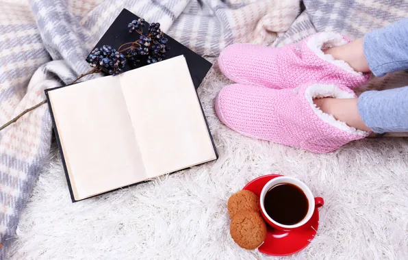 Rose, coffee, book
