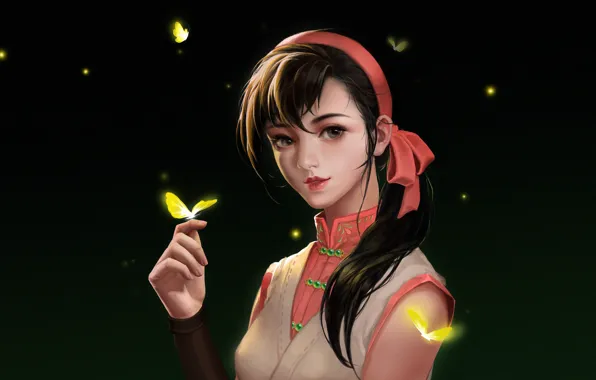 Girl, fantasy, style, eyes, art, background, figure, face