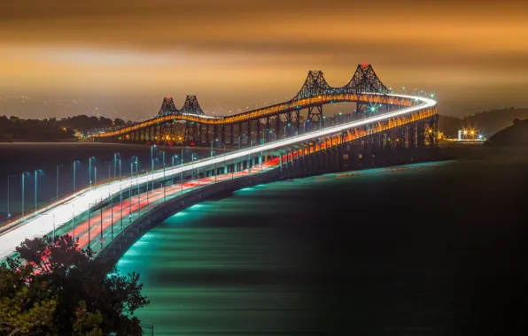 Night, bridge, the city, Rollercoaster Ride