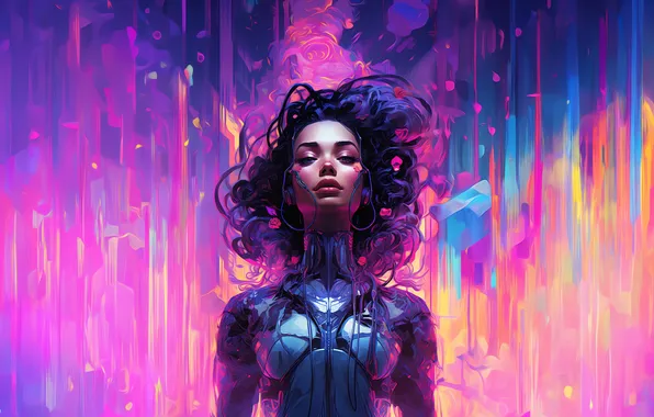 Picture cyberpunk, women, digital art, cyber, AI art