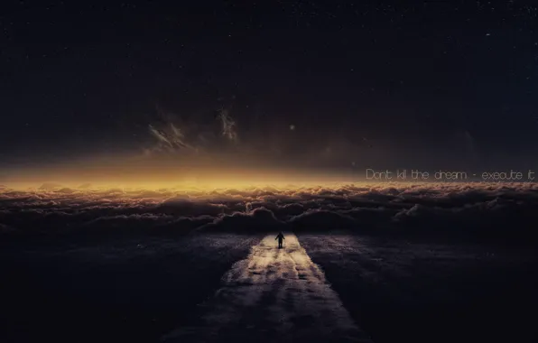 Road, the sky, stars, people, sleep