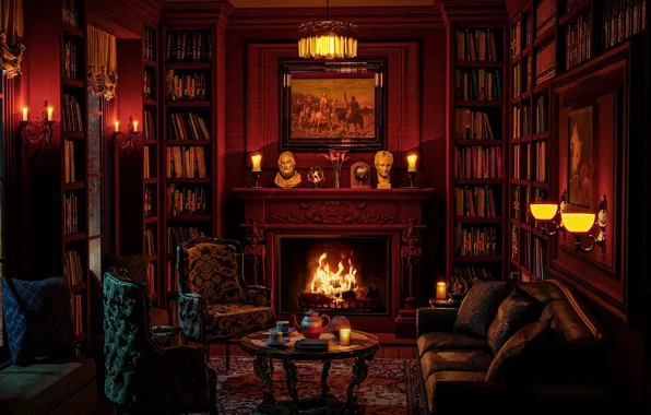 Lights, classic, palace, fireplace