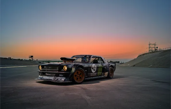 Picture Mustang, Ford, Sky, Monster, 1965, Sunset, RTR, Block