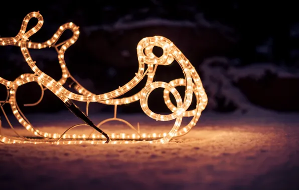 Lights, new year, garland, sled, 2016, Christmas. sleigh