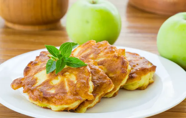 Apple, mint, pancakes, pancakes