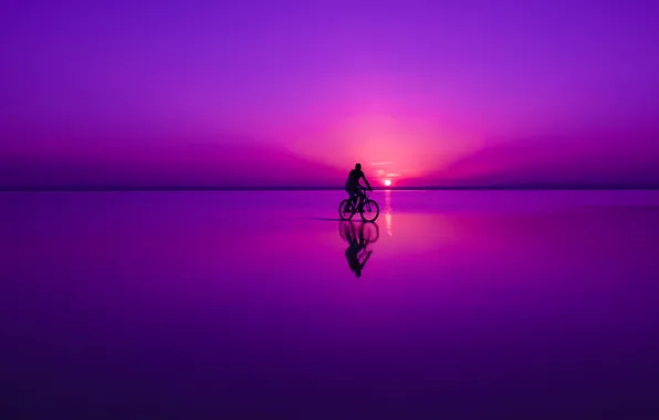 Picture dream, sunset, reflection, Bike, Turkey, Cappadocia