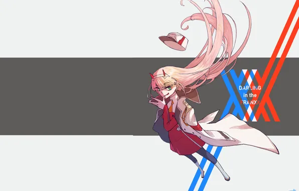Girl, background, strip, hair, 002, Darling In The Frankxx, Cute in France, Zero Two