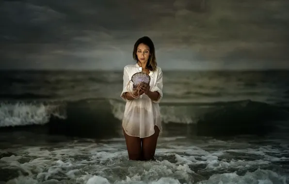 Picture sea, girl, Mireia Lilu