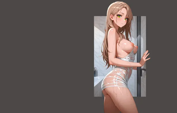 Girl, hot, sexy, ass, wet, nipples, boobs, anime