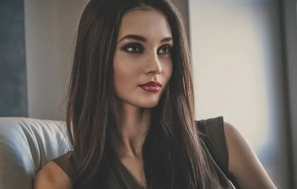Model, portrait, makeup, hairstyle, brown hair, beauty, Xenia, Pavel Smetanin