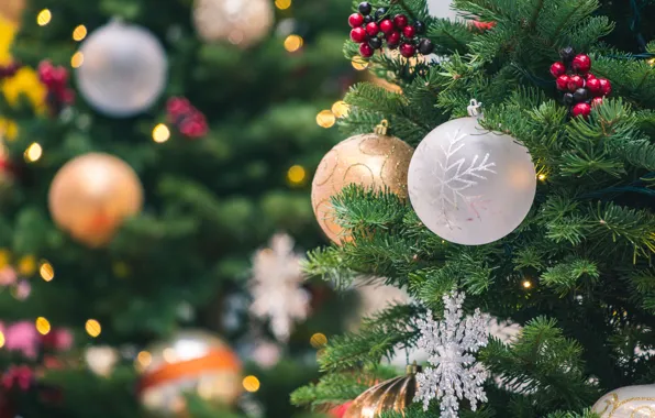 Picture winter, balls, holiday, new year, Christmas, needles, Christmas decorations, new year decorations