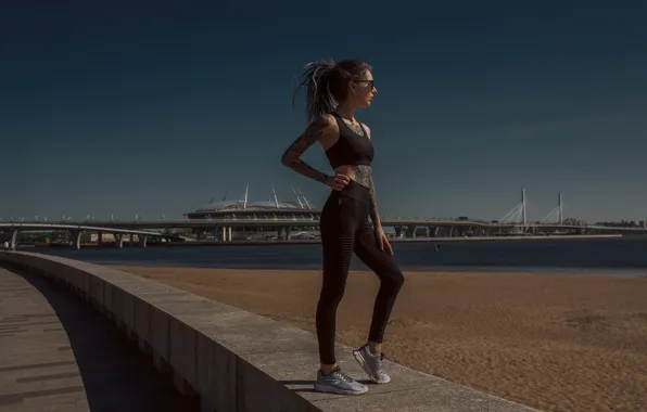 Girl, Shore, Tattoo, Top, Sports top