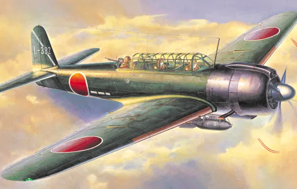 Picture war, art, airplane, painting, aviation, artwork, ww2, Nakajima B6N1 Carrier Attack Bomber Tenjan (Jill) Type …