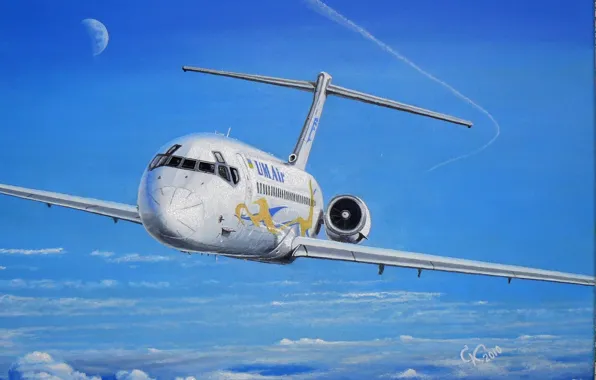The sky, clouds, oil, picture, the plane, canvas, Sergey Konovalov