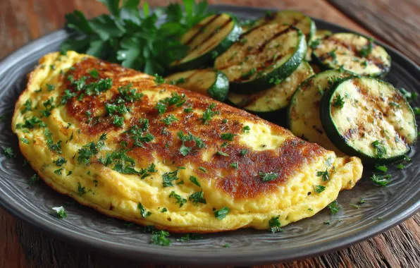 Greens, table, food, pie, parsley, dish, zucchini, fried
