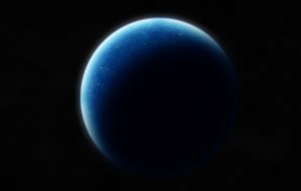 Black, Planet, blue, shadows, Sci Fi