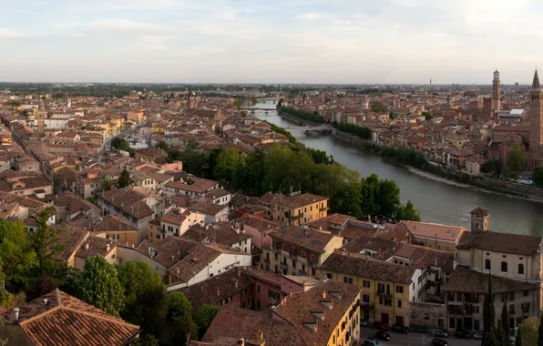 Picture the city, photo, home, horizon, Italy, top, Verona, water channel