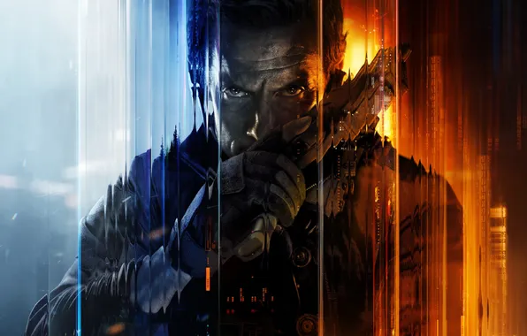 Gun, pistol, call of duty, weapon, man, black ops, face, handgun
