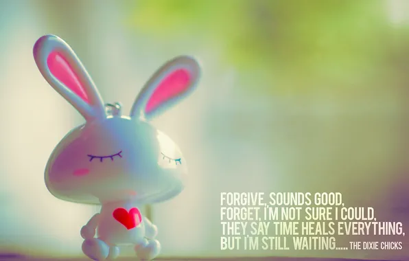 Mood, the inscription, heart, Bunny, quote, figure