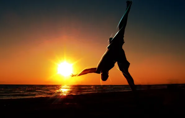 The sun, sunset, nature, Wallpaper, gymnastics