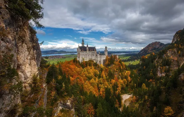 Picture autumn, Germany, Bayern, Neuschwanstein Castle