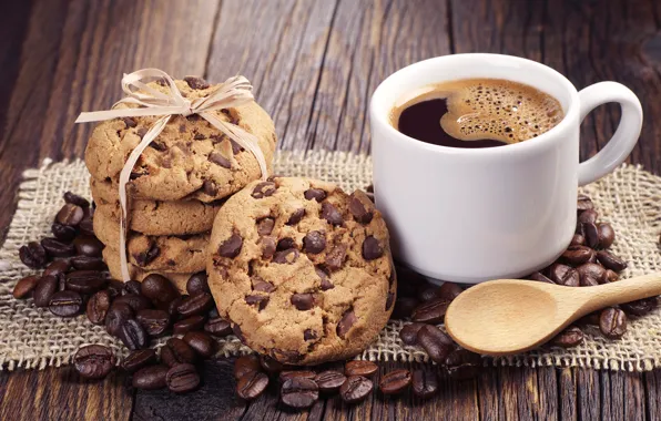 Coffee, chocolate, cookies, chocolate, coffee, cookie