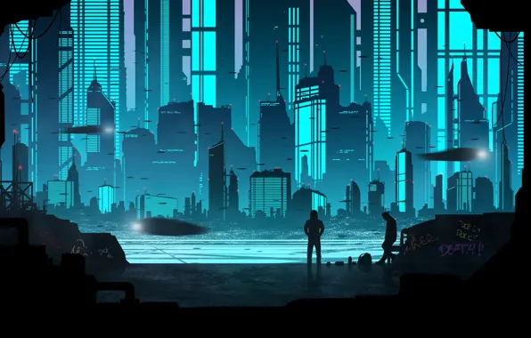The city, people, building, pond, Commission