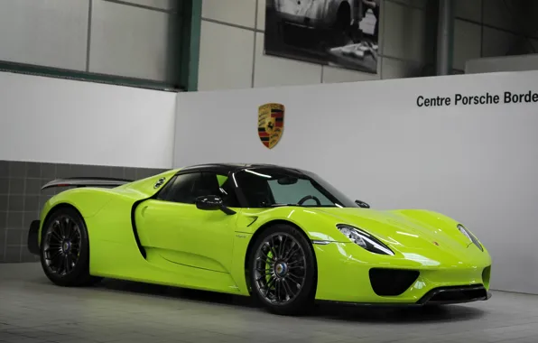 Picture green, porsche, 918, spyder