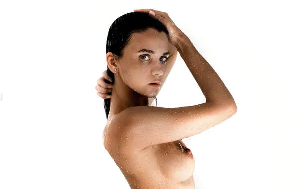 Chest, look, pose, model, naked, body, wet, hands