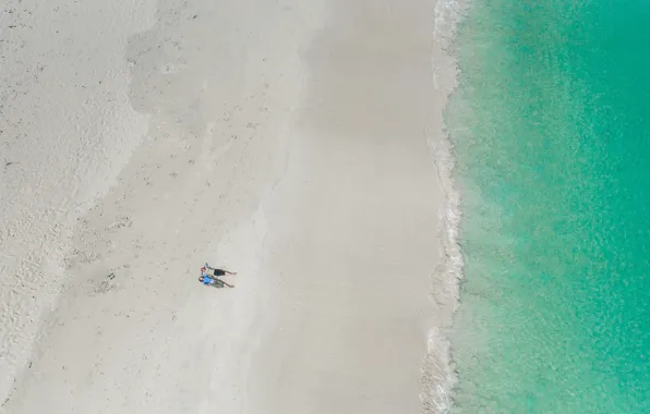 Sand, beach, people, the ocean, two, the view from the top, Australia, drone