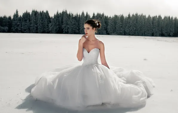 Forest, girl, dress, girl, woman