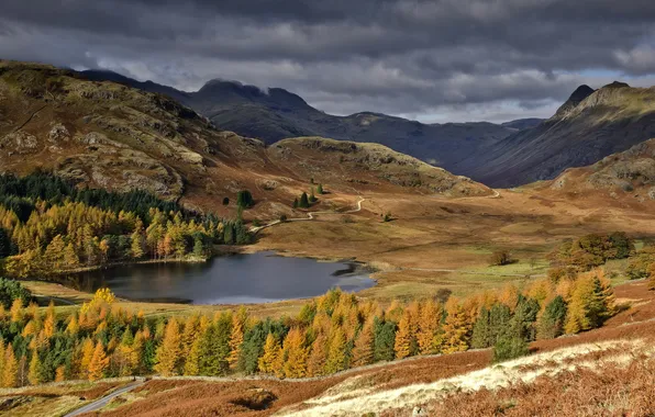 Landscape, mountains, lake