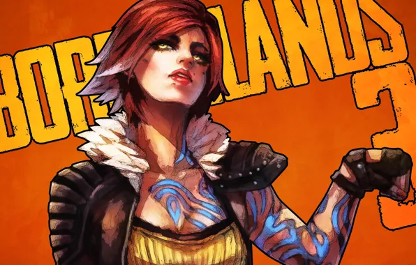 Girl, red, glove, art, borderlands, Lilith
