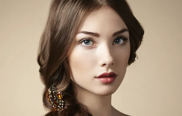 Look, girl, portrait, makeup, brown hair