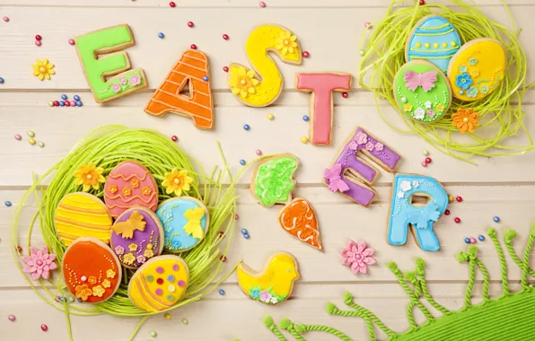 Holiday, spring, colorful, cookies, Easter, sweet, glaze, eggs