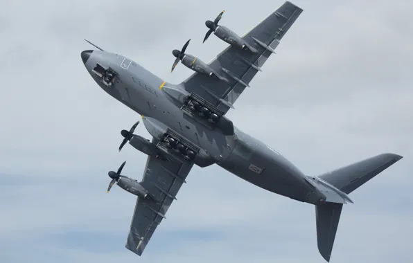 Picture the plane, military transport, Airbus, four-engine, turboprop, A400M