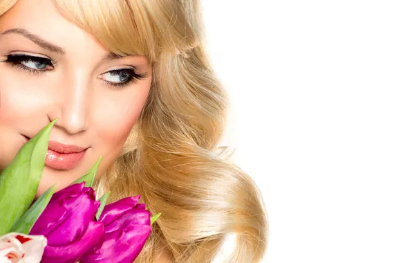 Look, girl, flowers, mood, spring