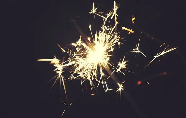 Macro, the dark background, holiday, new year, spark, lighting, fireworks, Sparkler