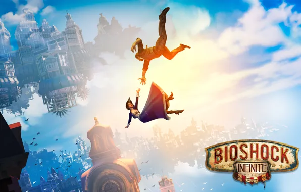 Picture game, bioshock, bioshok, columbia, Elizabeth, bioshock infinite, elisabeth, falling