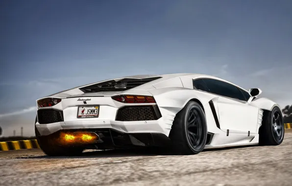 Auto, Lamborghini, White, Fire, Machine, Car, Auto, Supercar