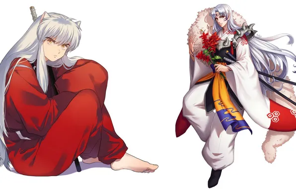 Anime, art, guys, brothers, Inuyasha, InuYasha, Seshoumaru