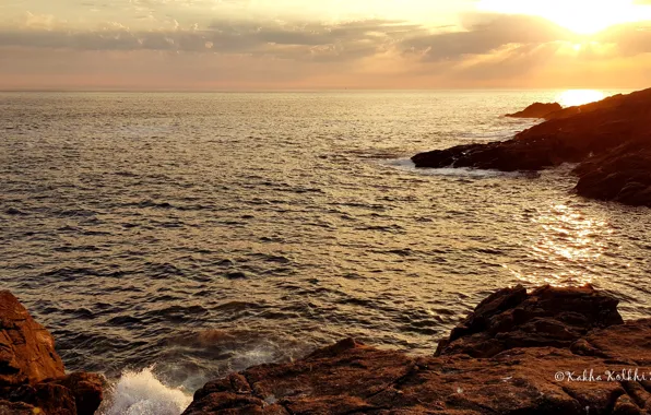 Ocean, sunset, france, sun, atlantic, atlantic ocean, bretagne, sunset