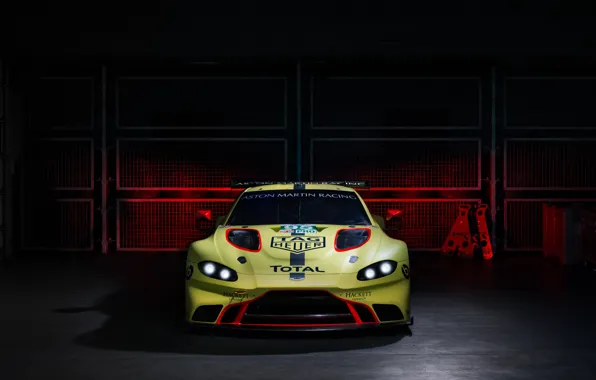 Aston Martin, Vantage, racing car, front view, 2018, GTE