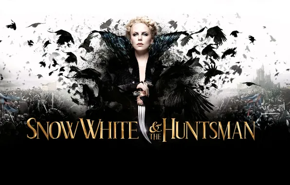 Picture crows, dagger, Charlize Theron, Snow White and the Huntsman, Snow white and the huntsman