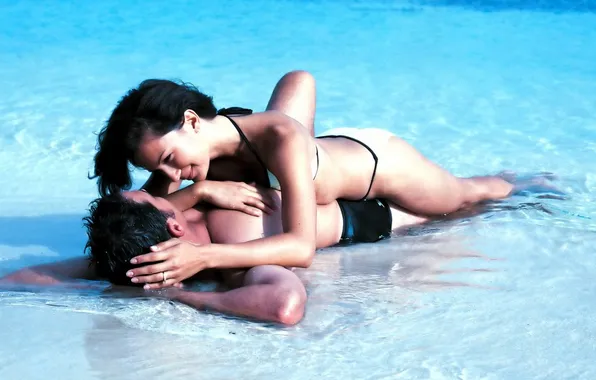 Sea, beach, girl, love, guy, Two, lie