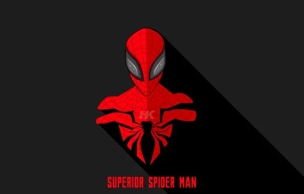 Picture red, fiction, art, costume, black background, comic, Spider-man, MARVEL